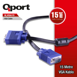 Qport 15M 15 Pi̇n Fi̇treli̇ Moni̇t&Ouml;R / Vga Kablo (Q-Vga15)